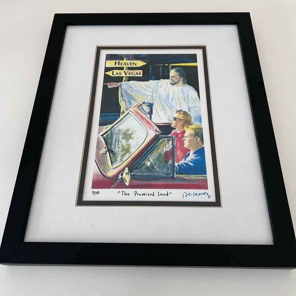 NELSON DE LA NUEZ MATTED POP ART PRINT "THE PROMISE LAND" SIGNED 1997 LAS VEGAS
